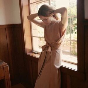 Doen Silk Market Wrap Dress in Toffee